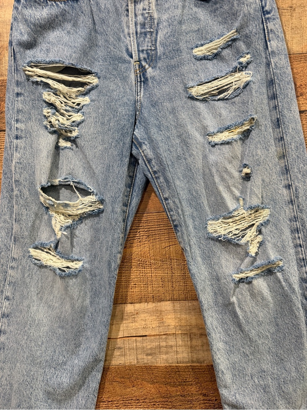 Levi's Blue Denim Ribcage Ripped Straight Ankle ButtonFly Jeans Size 31 - Picture 2 of 7